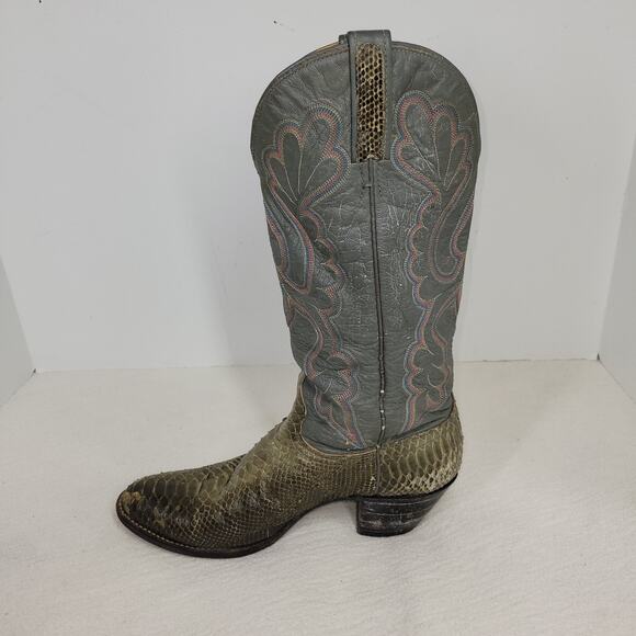 J Chisholm Boots Womens Sz 7.5M Gray Rodeo Western Python Snakeskin Leather Boot - Picture 12 of 16